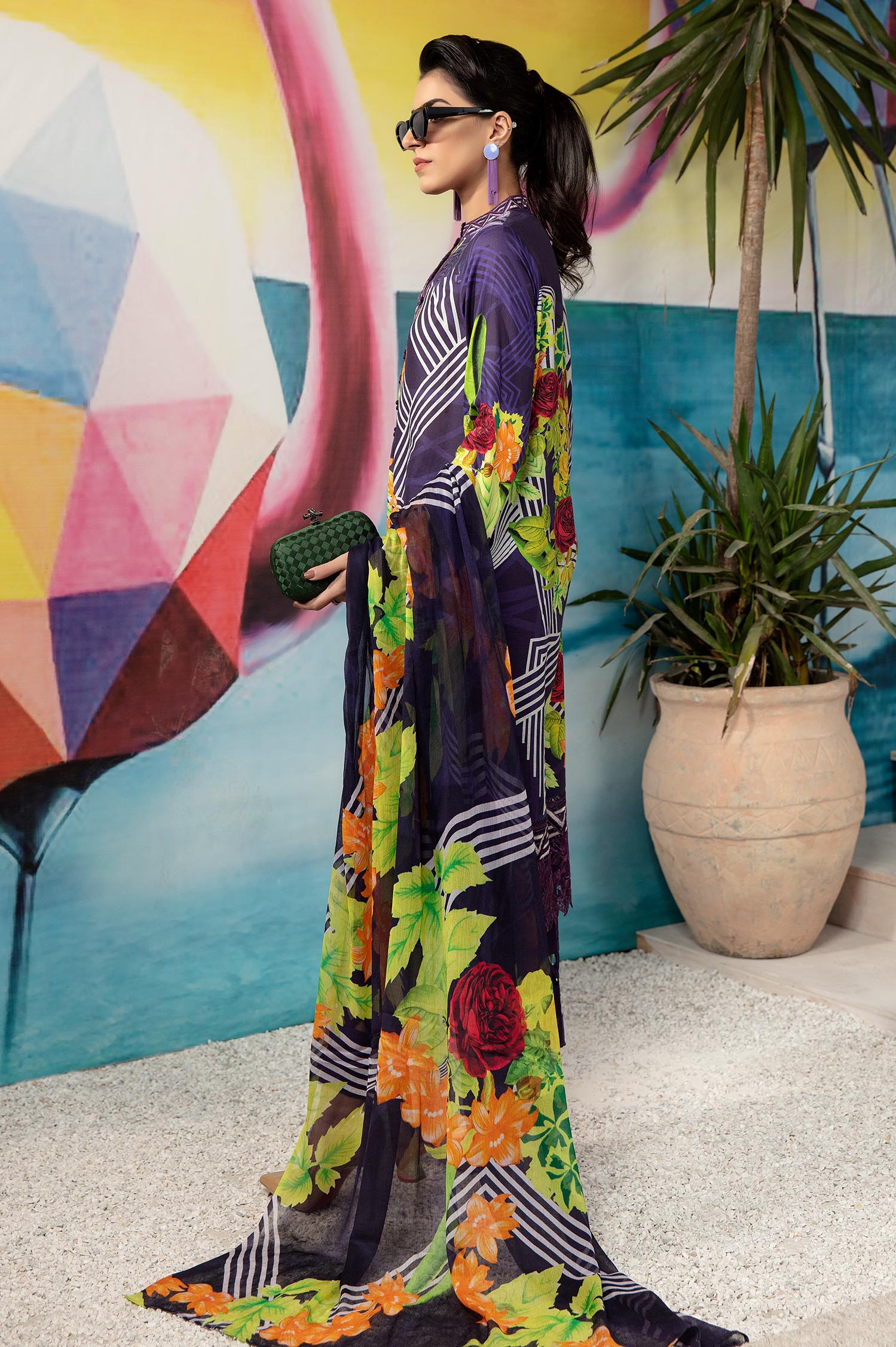 Purple Taupe - Printed & Embroidered Lawn 3PC
