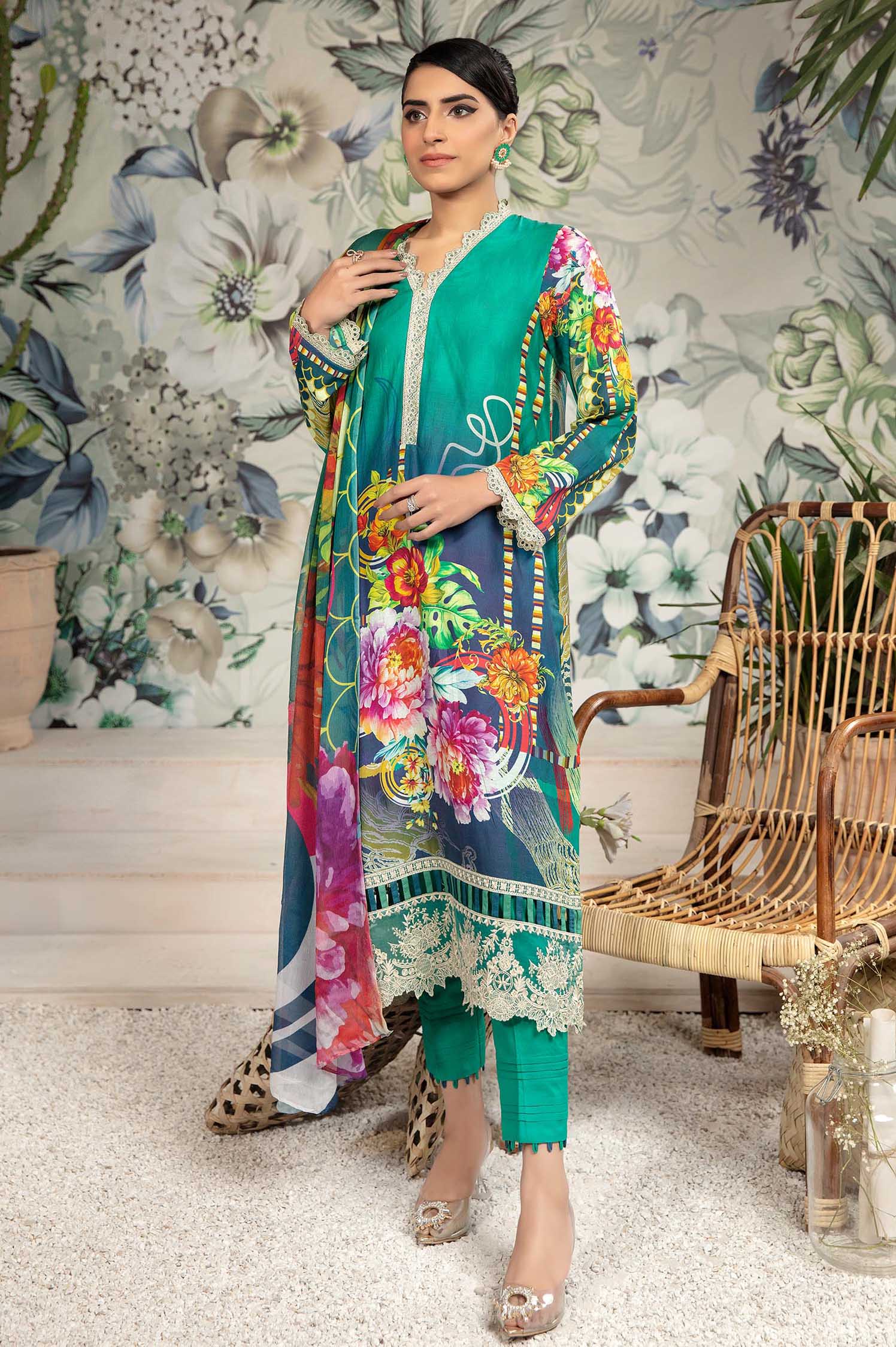 Dark Forest - Printed & Embroidered Lawn 3PC
