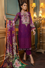 Deep Violet - Stitched Printed & Embroidered Lawn
