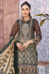 Taupe - Digital Printed & Embroidered Lawn