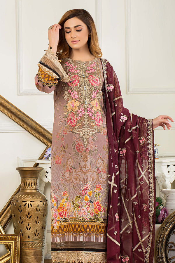 Acadia - Printed & Embroidered Swiss Lawn Stitched