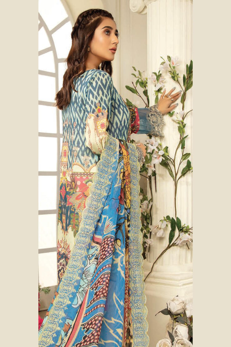 Datura - Digital Printed & Embroidered Swiss Voil 3PC