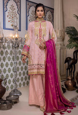 Pink Rose - Schiffli Embroidered Jacquard Lawn 3PC