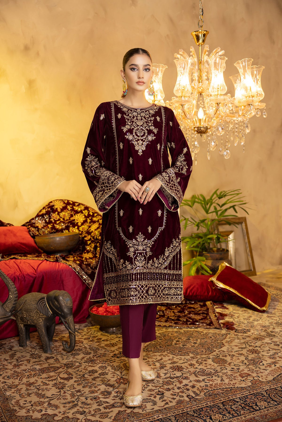 2 Piece – Embroidered Velvet
