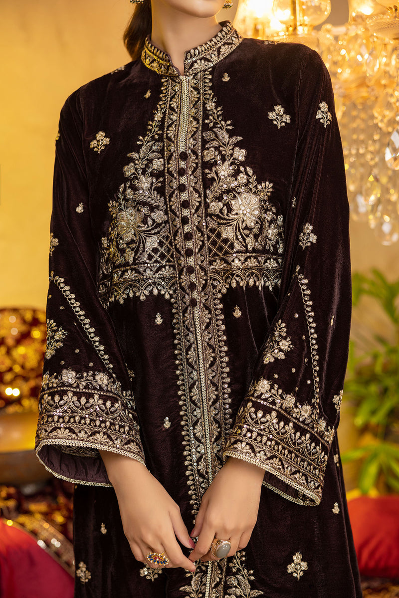 Charldes - Embroidered Velvet Stitched 2PC
