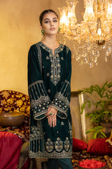 Razzle Green - Embroidered Velvet Stitched 2PC
