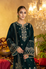 Razzle Green - Embroidered Velvet Stitched 2PC