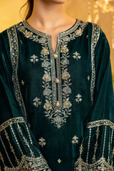 Razzle Green - Embroidered Velvet Stitched 2PC