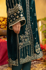 Razzle Green - Embroidered Velvet Stitched 2PC