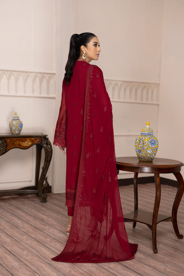 Zel Wine - Embroidered Chiffon Pret 3PC