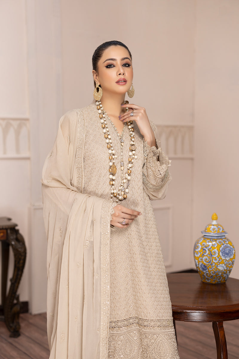 Silky Fawn - Embroidered Chiffon Pret 3PC