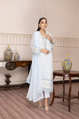 Sky Aqua - Embroidered Chiffon Pret 3PC