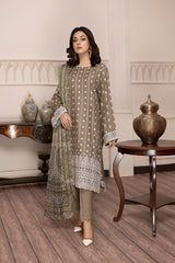 Asiatic Lilly - Schiffli Embroidered Linen 3PC Pret