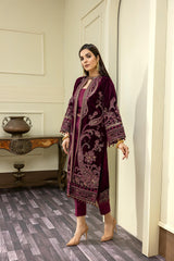 Scabiosa-B - Embroidered Velvet 3PC