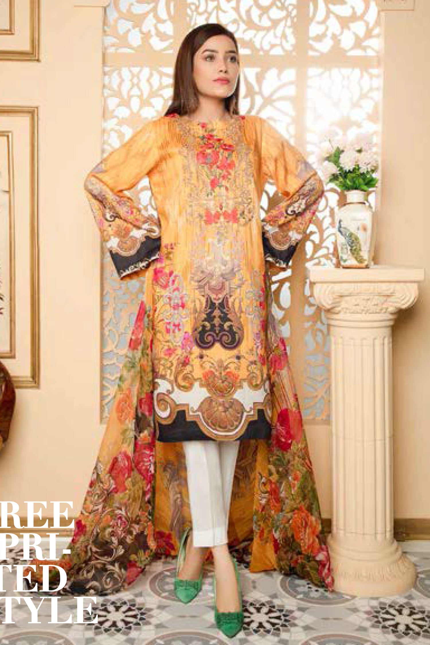 Beelim - Digital Printed and Embroidered Linen 3PC