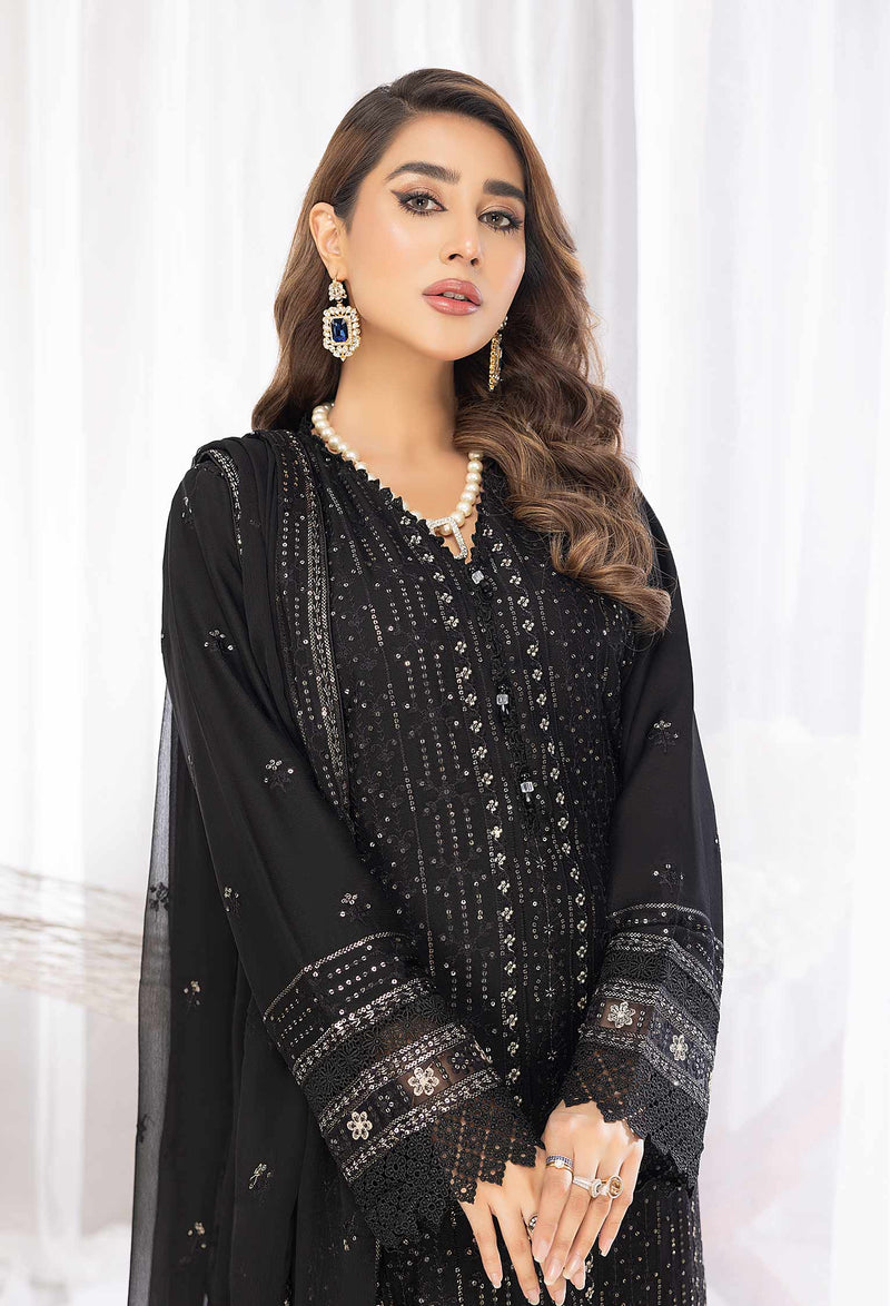 Marble Black - Embroidered Chiffon Pret 3PC