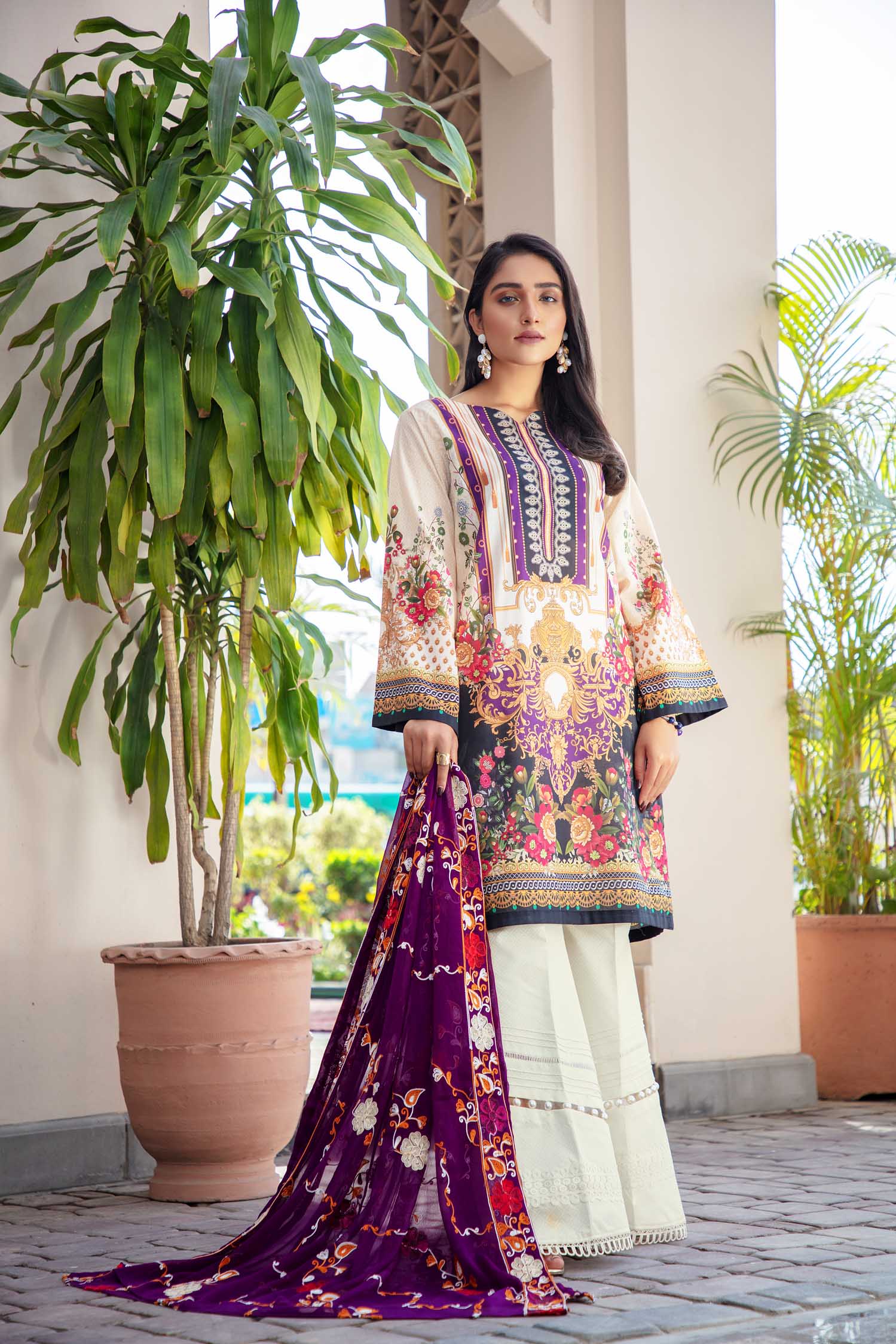 Endearing - Digital Printed & Embroidered Lawn 3PC