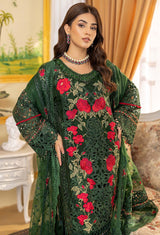 Rose Forest - Embroidered Organza Stitched
