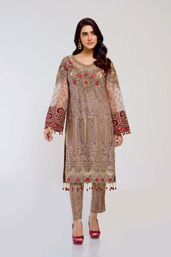 BEAVER – EMBROIDERED NET 2 PIECE (UNSTITCH)