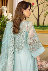 Skyblue Daisy - Embroidered Organza Stitched