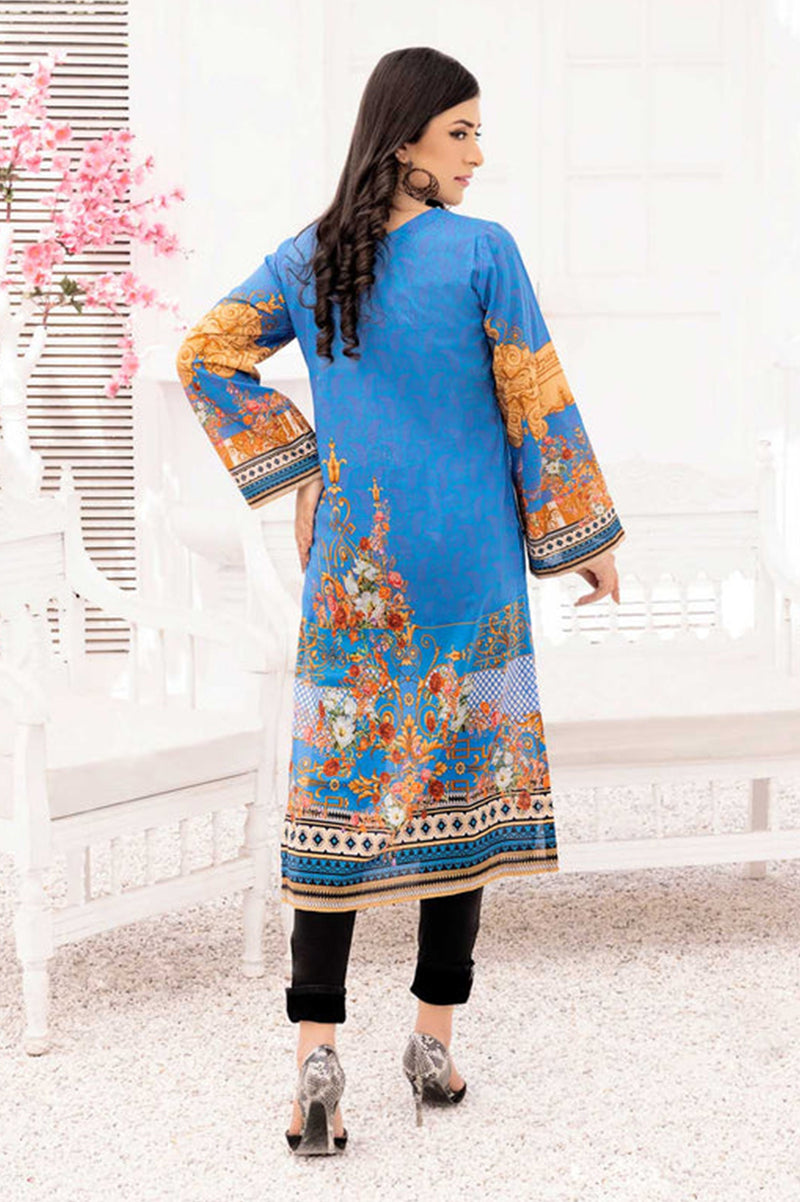 Raziel Blue - Digital Printed Stitched Lawn Kurti