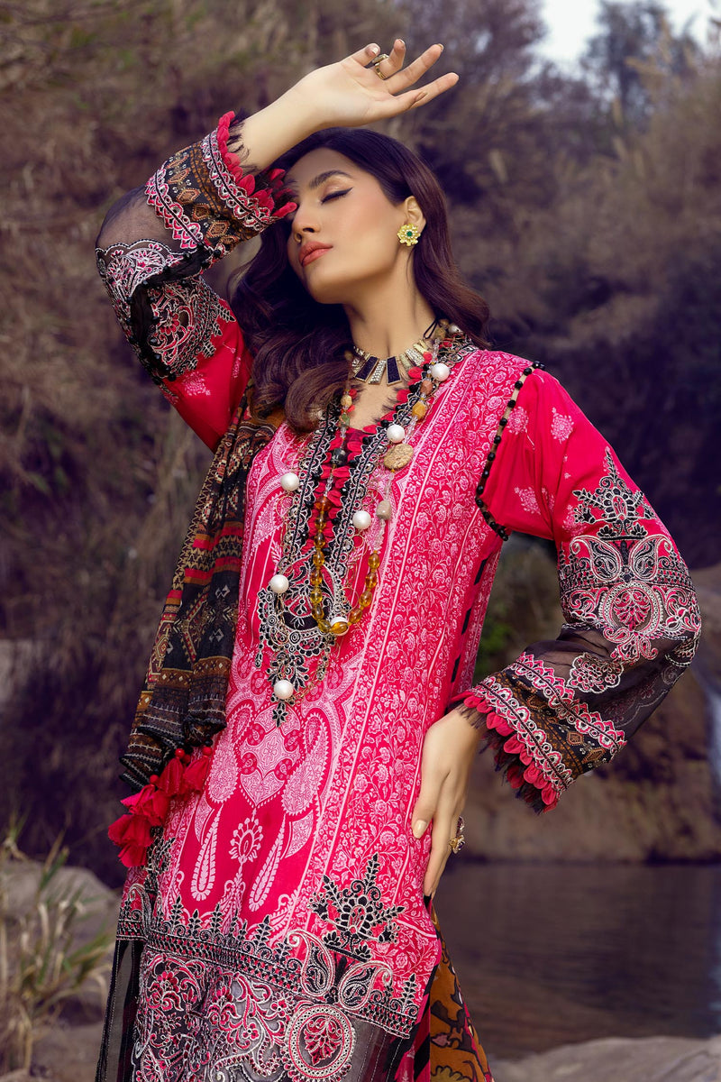 Flamingo Pink B - Exclusive Unstitch Lawn