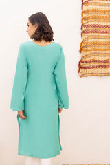 Aqua Aster - Embroidered Schiflli Lawn Stitched