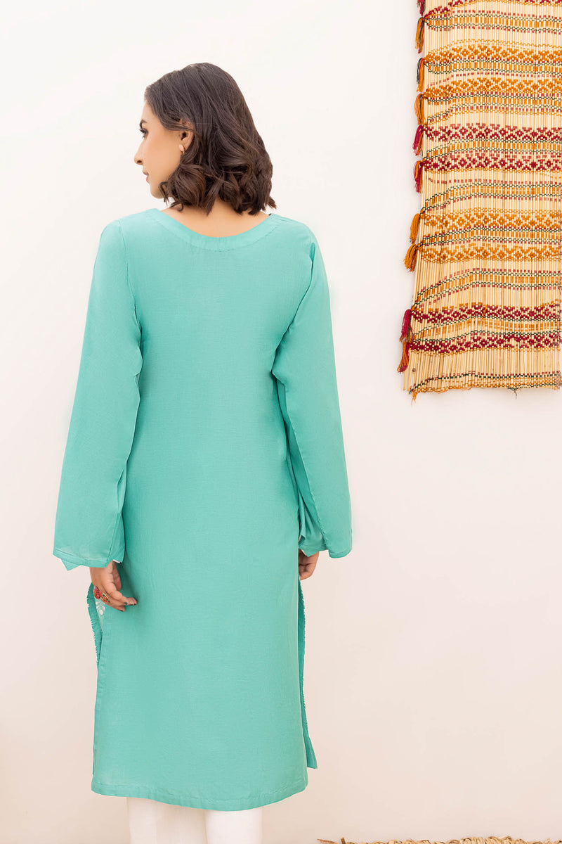 Aqua Aster - Embroidered Schiflli Lawn Stitched