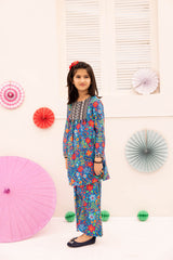 Blue Flowers - Stitched Printed Lawn 2PC