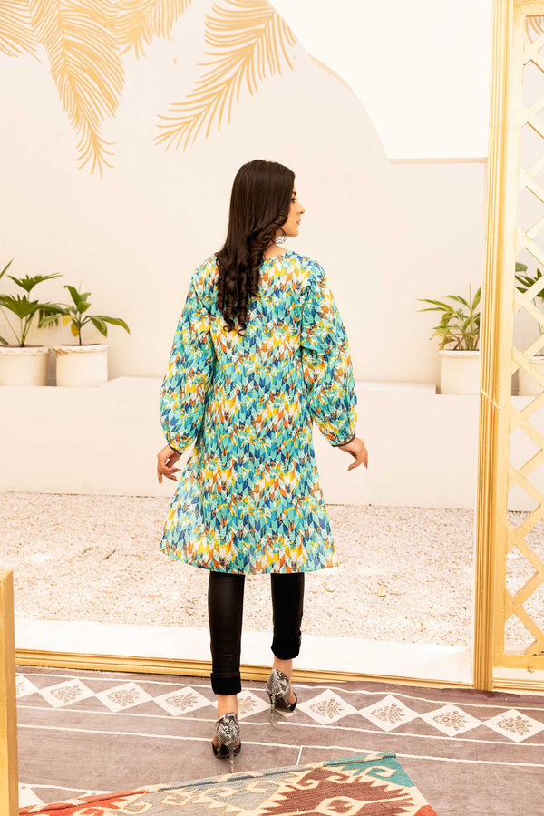 Soft Sea - Digital Printed Stitched Lawn Kurti