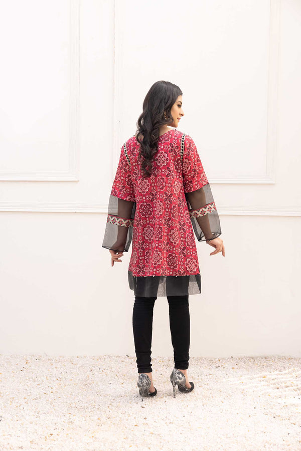 Radical Red - Digital Printed Stitched Lawn Kurti