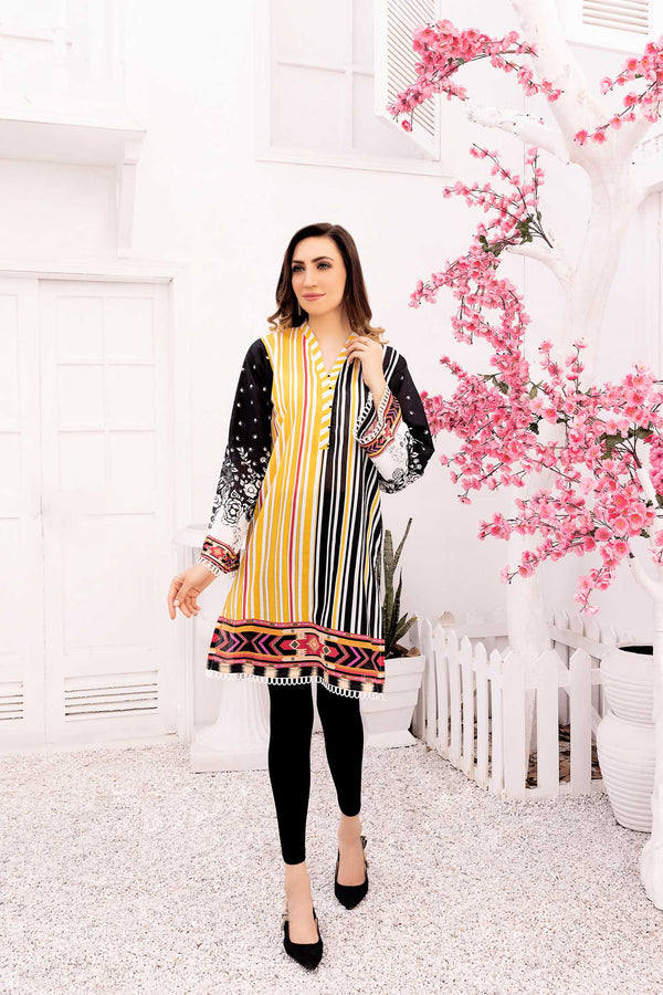 Quart Lines - Digital Printed Stitched Lawn Kurti