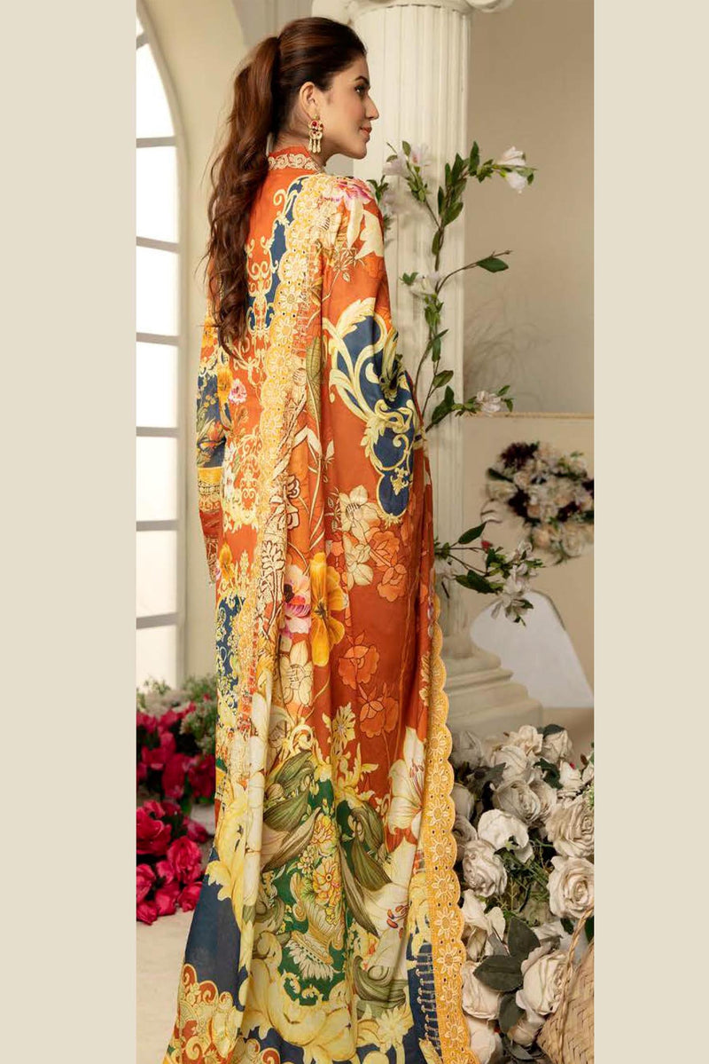 Tulip Fin - Digital Printed & Embroidered Swiss Lawn 3PC