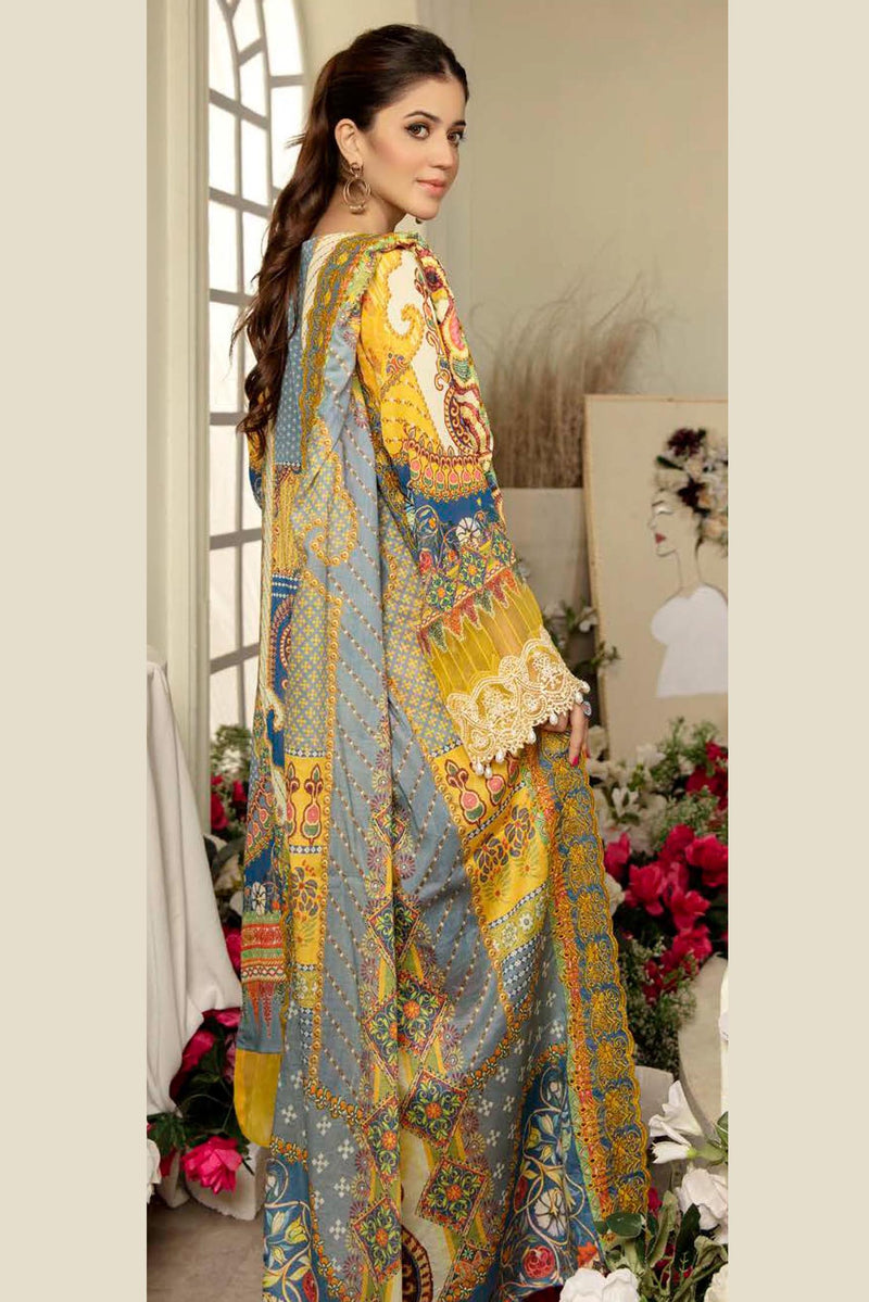 Grodil - Digital Printed & Embroidered Swiss Lawn 3PC