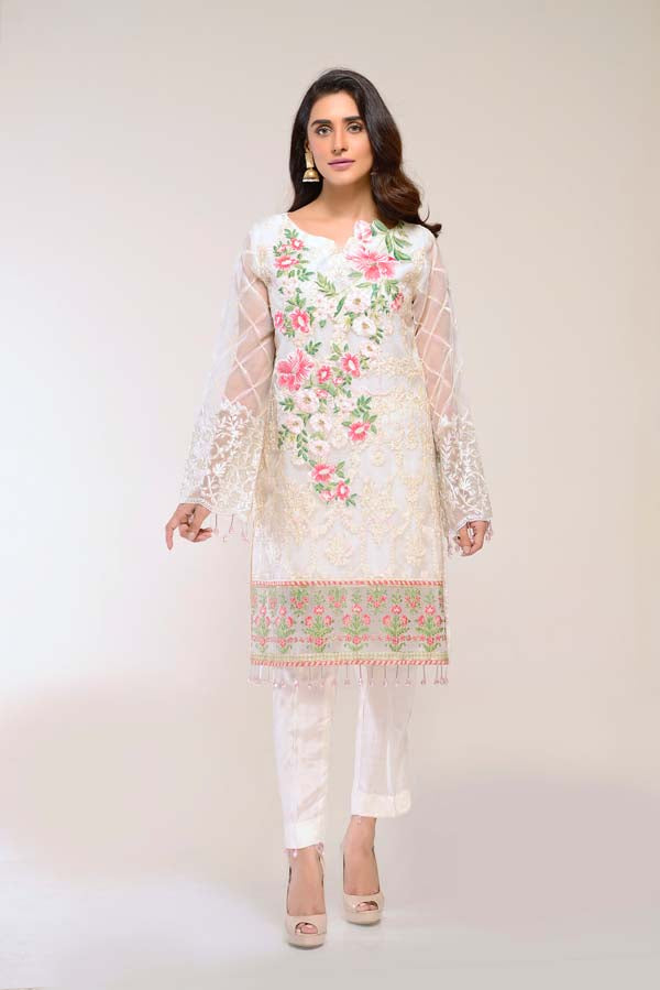ALMOND – EMBROIDERED ORGANZA 2 PIECE (UNSTITCH)