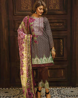BROWN - Printed & Embroidered Khaddar With Plush Shawl