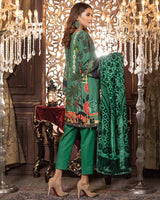 Aqua Forest -Printed & Embroidered Khaddar With Plush Shawl
