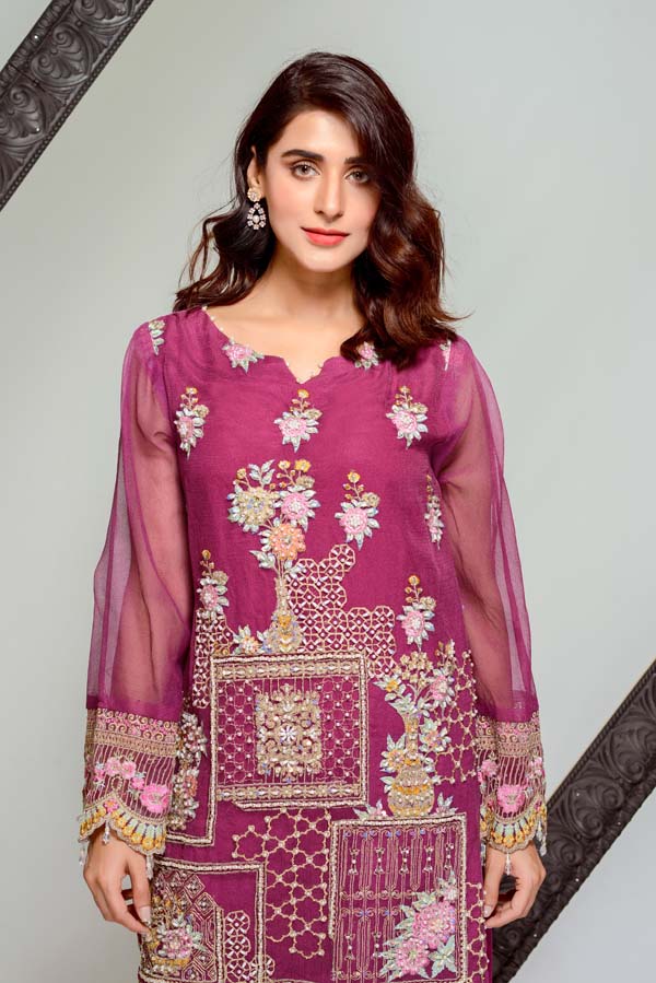 Beryl - Embroidered & Hand Embellished Cotton Net