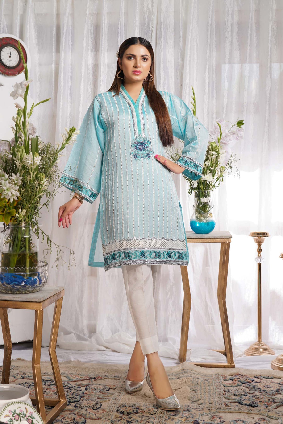 1 Piece – Embroidered Silk
