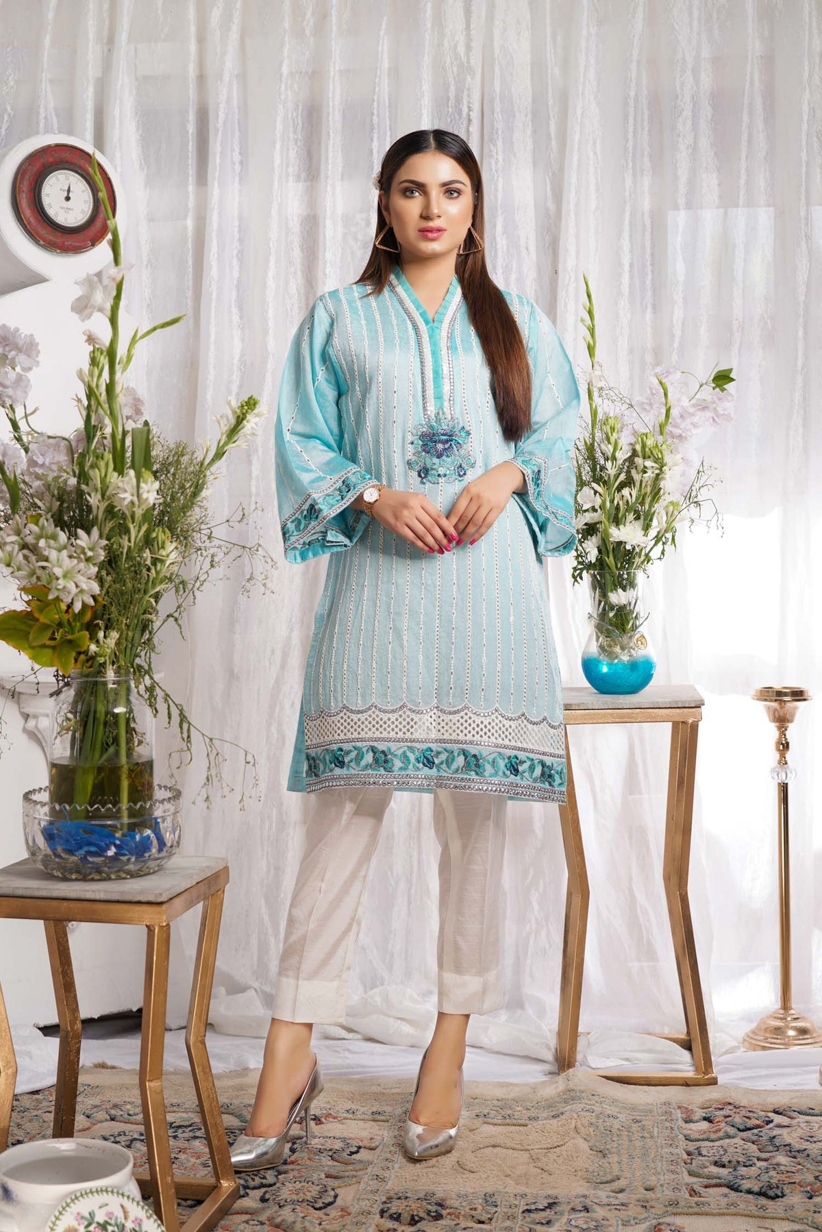 1 Piece – Embroidered Silk