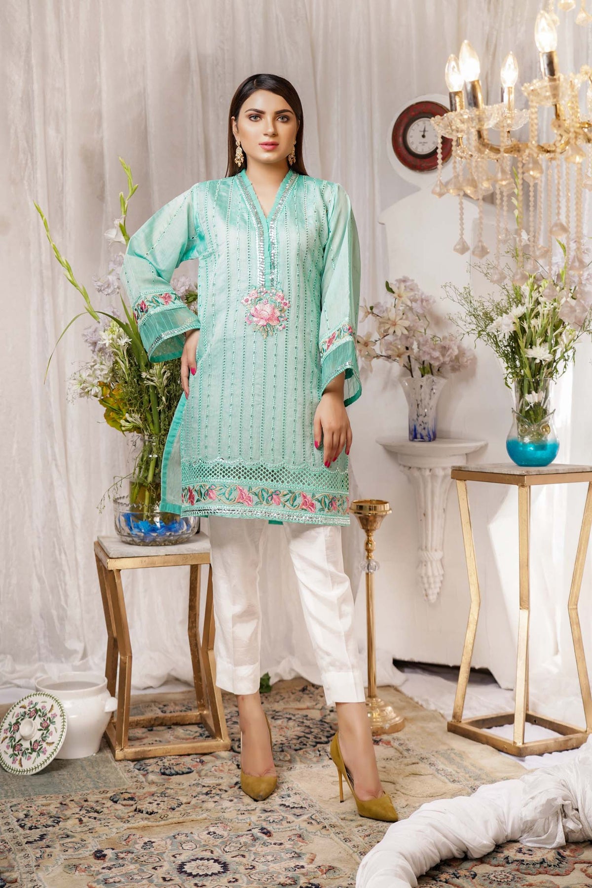 1 Piece – Embroidered Silk