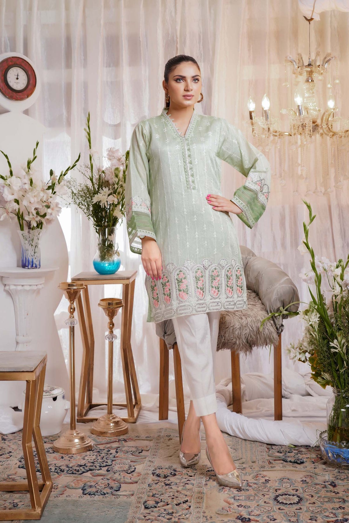 1 Piece – Embroidered Silk