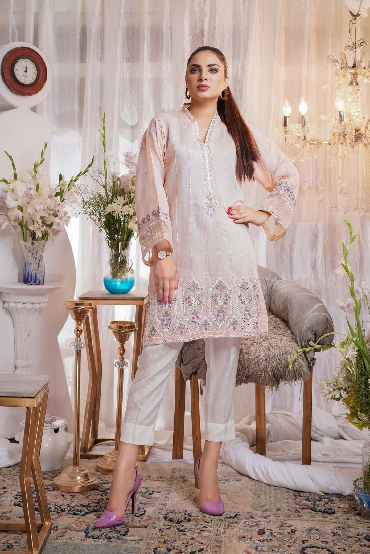 1 Piece – Embroidered Silk