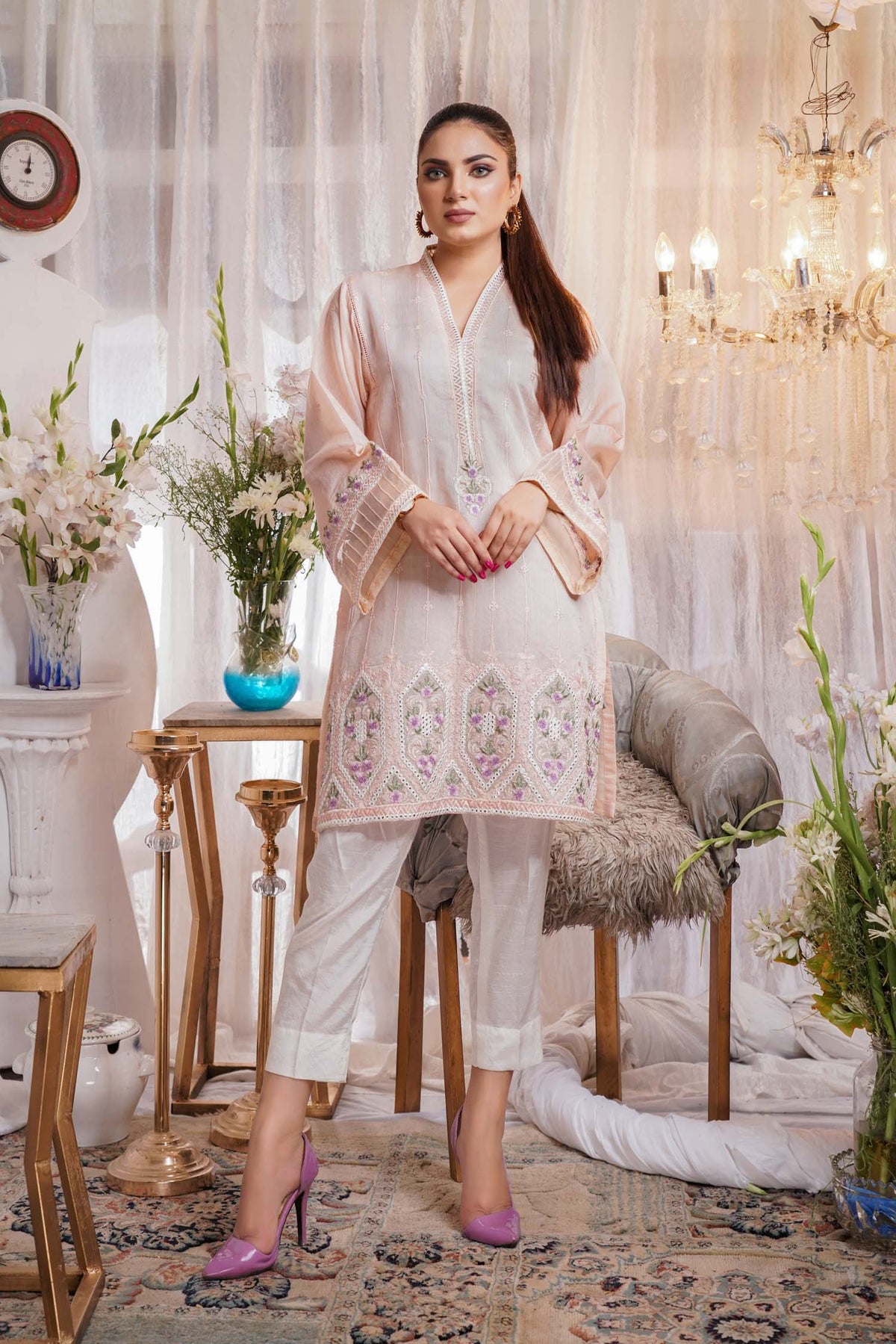 1 Piece – Embroidered Silk