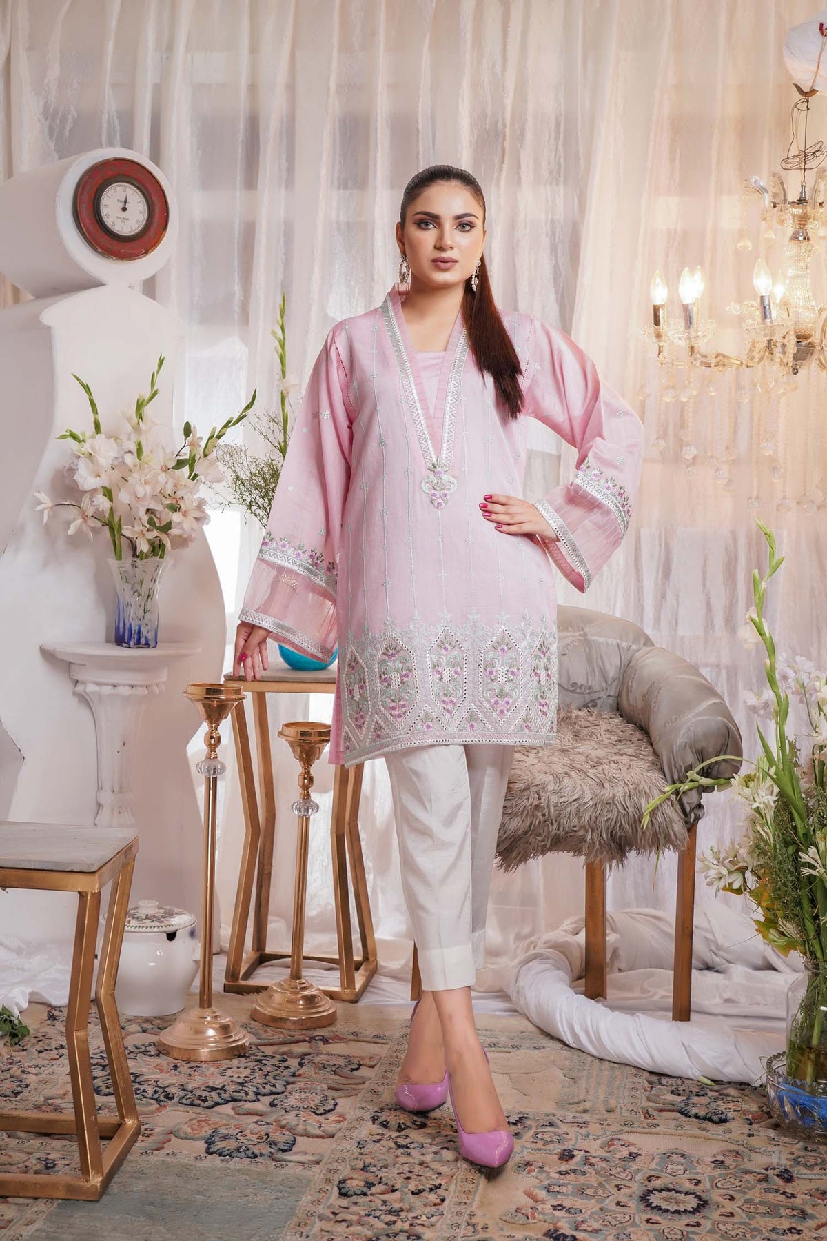 1 Piece – Embroidered Silk