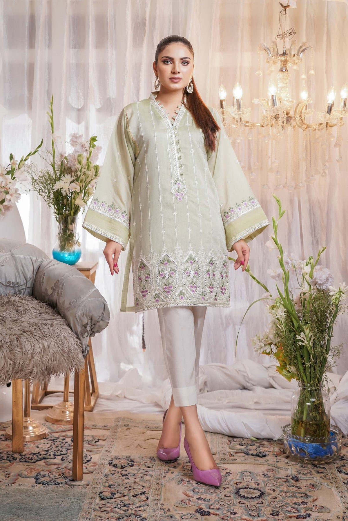 1 Piece – Embroidered Silk