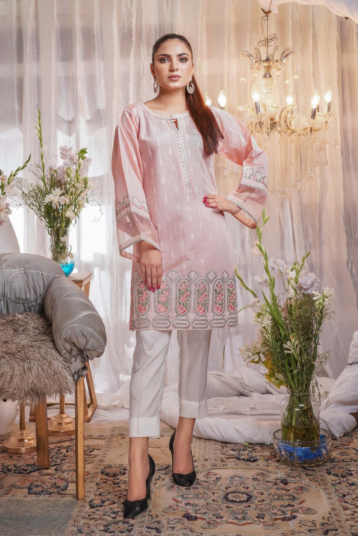 1 Piece – Embroidered Silk