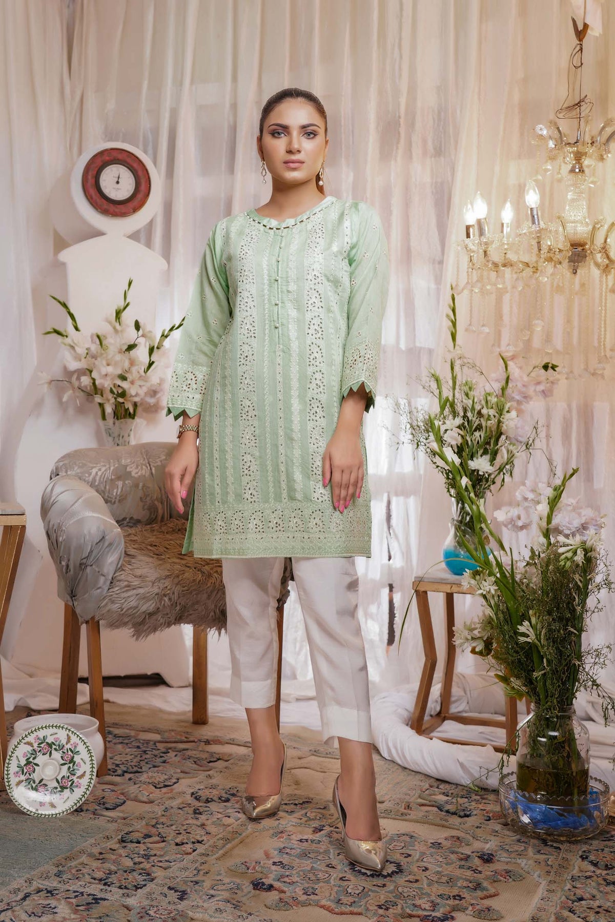 1 Piece – Embroidered Silk