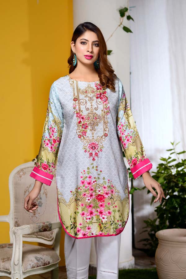 Assent - Digital Embroidered & Hand Embellished Stitched Kurti