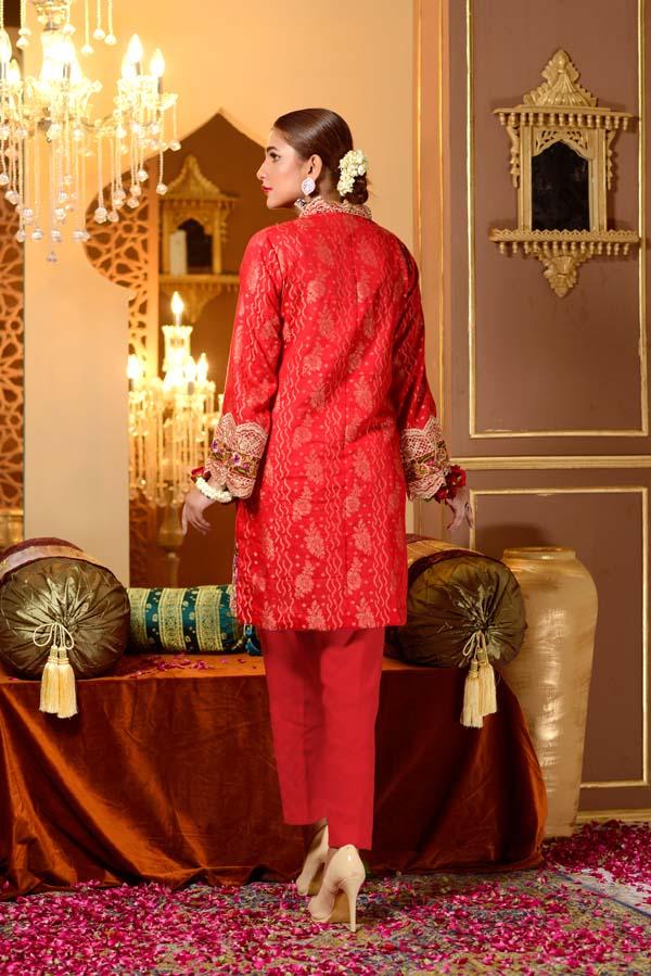 Cranberry - Embroidered Jacquard Shirt